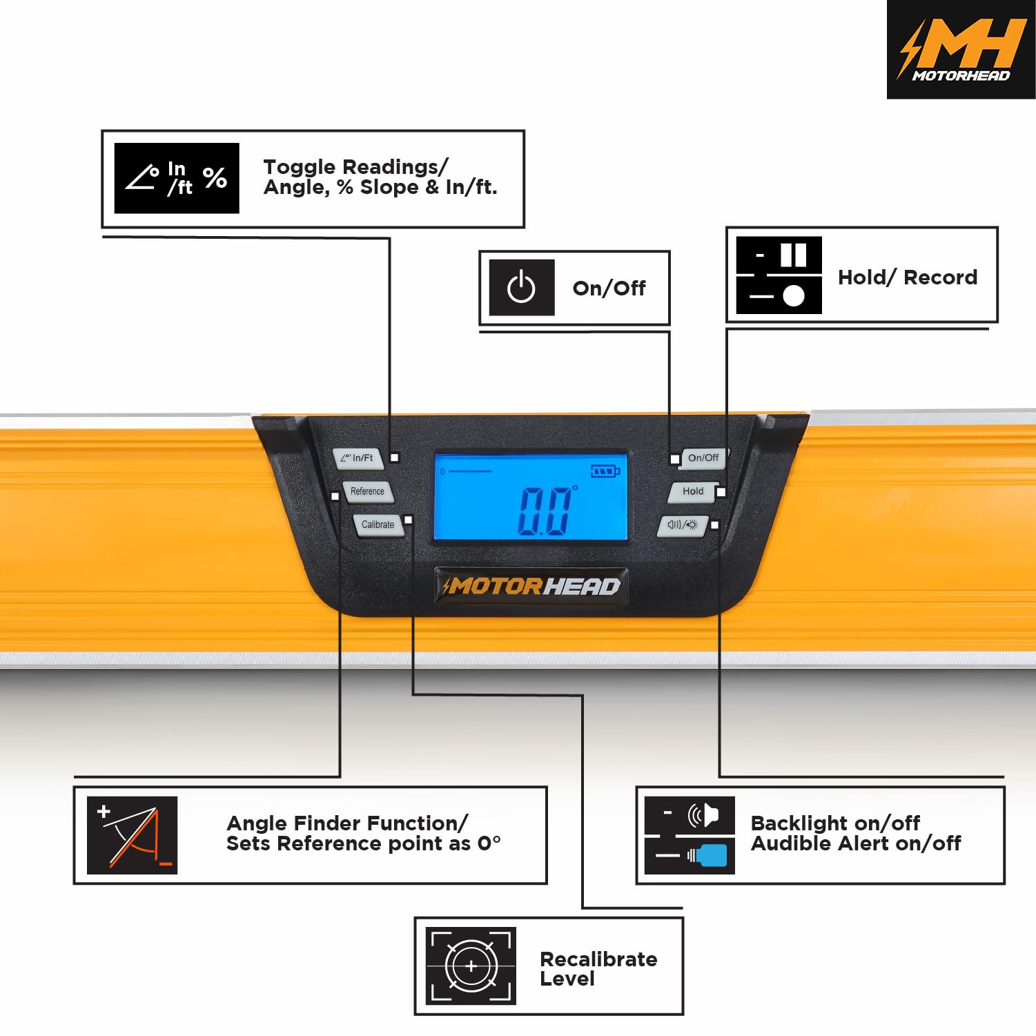 MOTORHEAD Digital Level - 0-360° Smart Level -2 MOTORHEAD Digital Level - 0-360° Smart Level -2