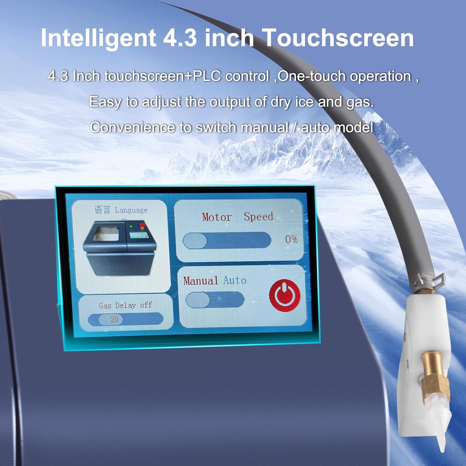 Dry Ice Cleaning Machine, Handheld Dry Ice Blaster for Industrial Equipment Mold Rust Remover, Air Compressor Powered Portable Cleaner for Engine Carbon Removal, CE Certified