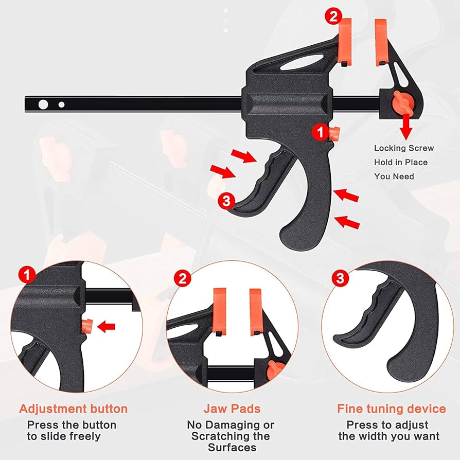 Buy WAIZHIUA 6Pcs Quick Grip Clamps 4 Inch F Wood Clamps Ratchet Bar Clamps One Hand Quick Release Clamp Tool Set For Manual Work Diy Handmade Craft Woodworking