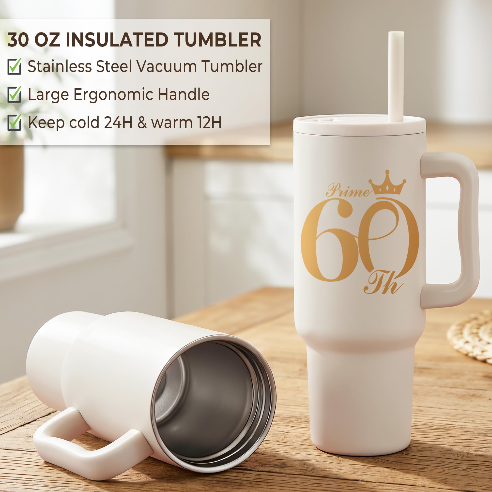 60th Birthday Gifts for Women - 1966 Happy Birthday Gift for Woman - 60 Year Old Birthday Gifts for Women with Tumbler - Unique Womens 60th Birthday Gifts Ideas for Mom, Grandma, Sister, Friend