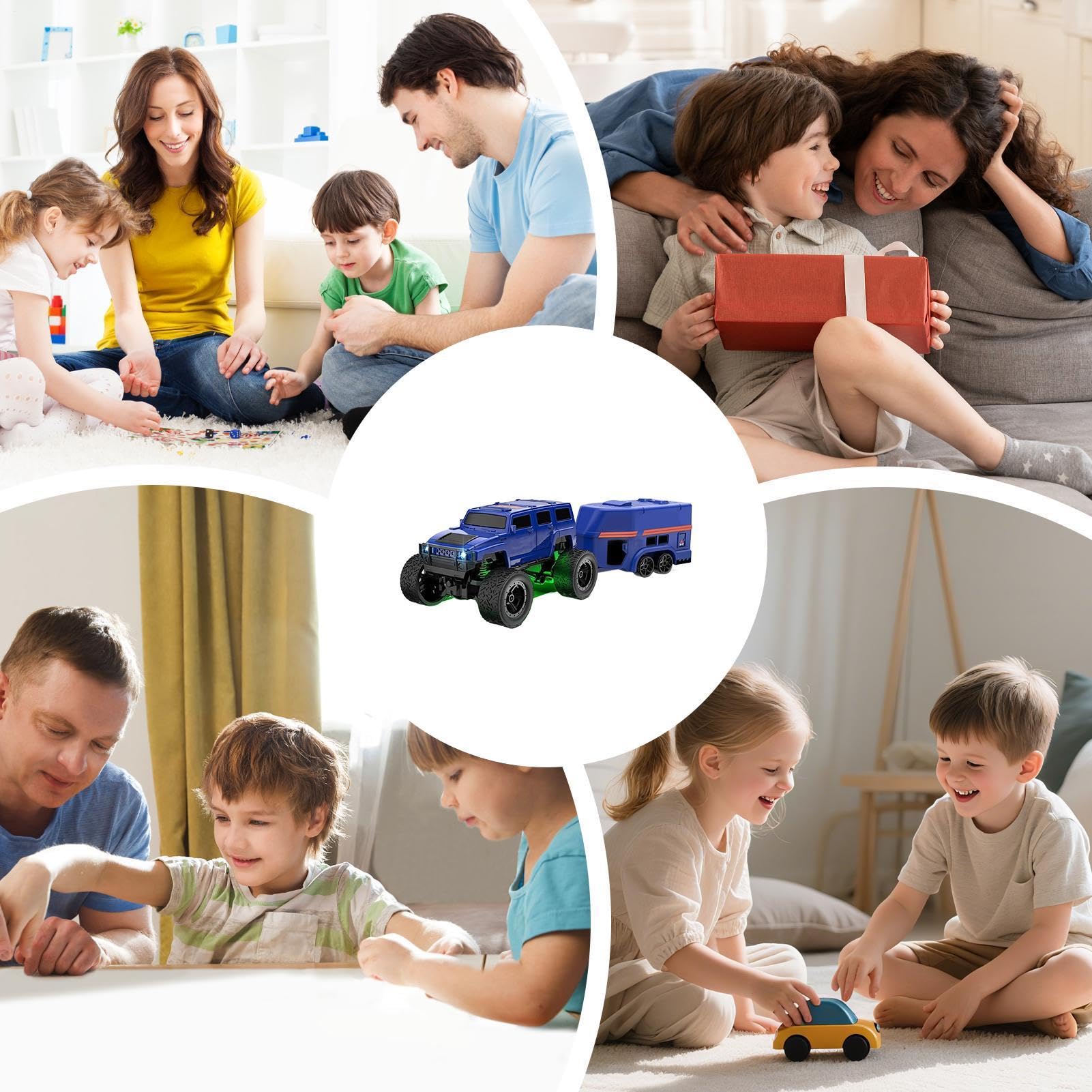 Generico Camion Crawler RC,Con, Veicolo Ricaricabile 2.4GHz - 1 64 4WD Mini Auto Derapante con Cassone Traino - per Bambini, Gare, Derapate, Scrivania, Interni, Esterni, Festa di Compleanno