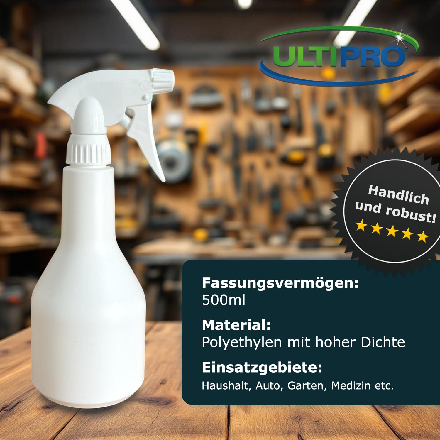 12 Sprühflaschen 500ml – Nachfüllbar, Mit Griff & Verstellbarer Düse – Für Reinigung, Garten, Pflanzen & Mehr