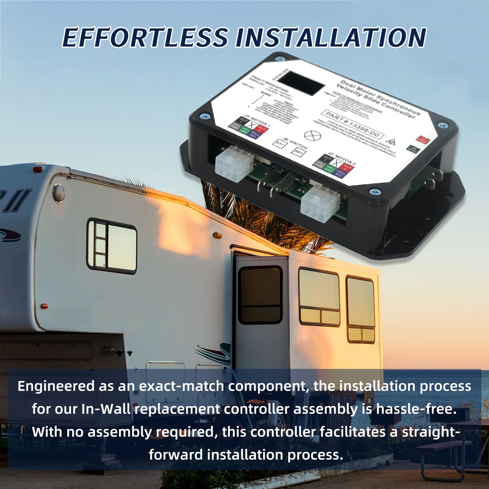 Dual Motor Slide Out Controller For RV - Replacement For Lippert V-Sync II, Synchronous Velocity Control (Part 13398-DO)