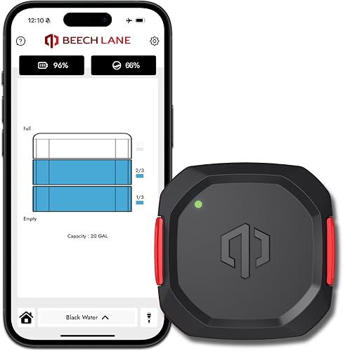 Beech Lane Wireless RV Black Water Tank Monitoring System, User-Friendly Phone App with Real-Time Accurate Measurements, Simple Tool Free Install, Designed in the USA, Patent Pending