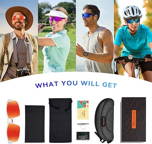 Miniatura 7 de BEACOOL Gafas de sol deportivas polarizadas para hombres y mujeres, jóvenes, béisbol, pesca, ciclismo, correr, golf, motocicleta, lentes Tac UV400