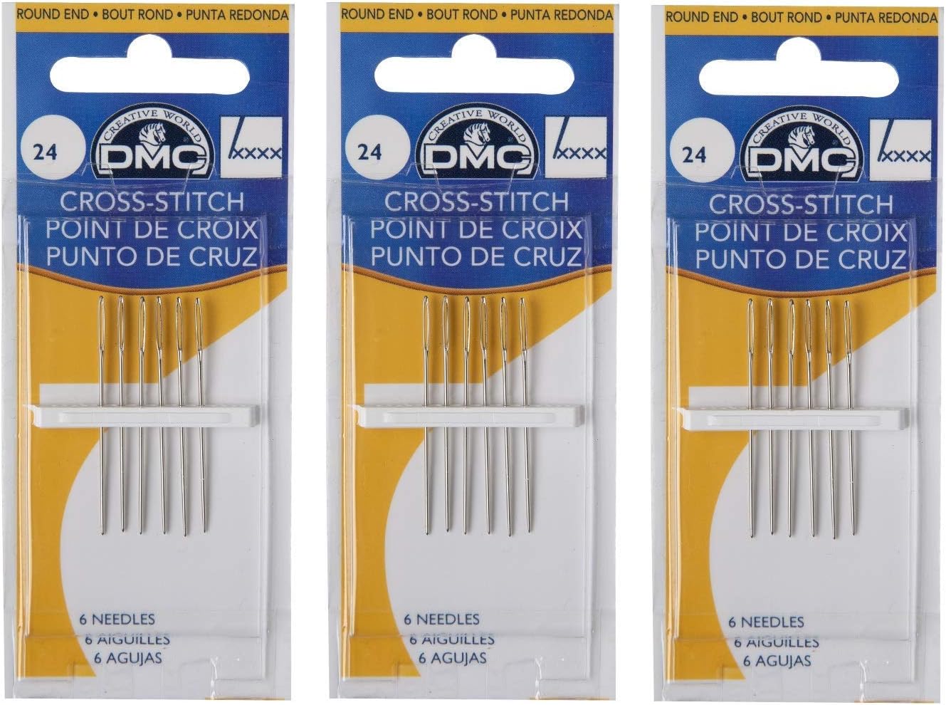 DMC 3 Pack Size 24 Cross Stitch Needles (Total 18 Needles