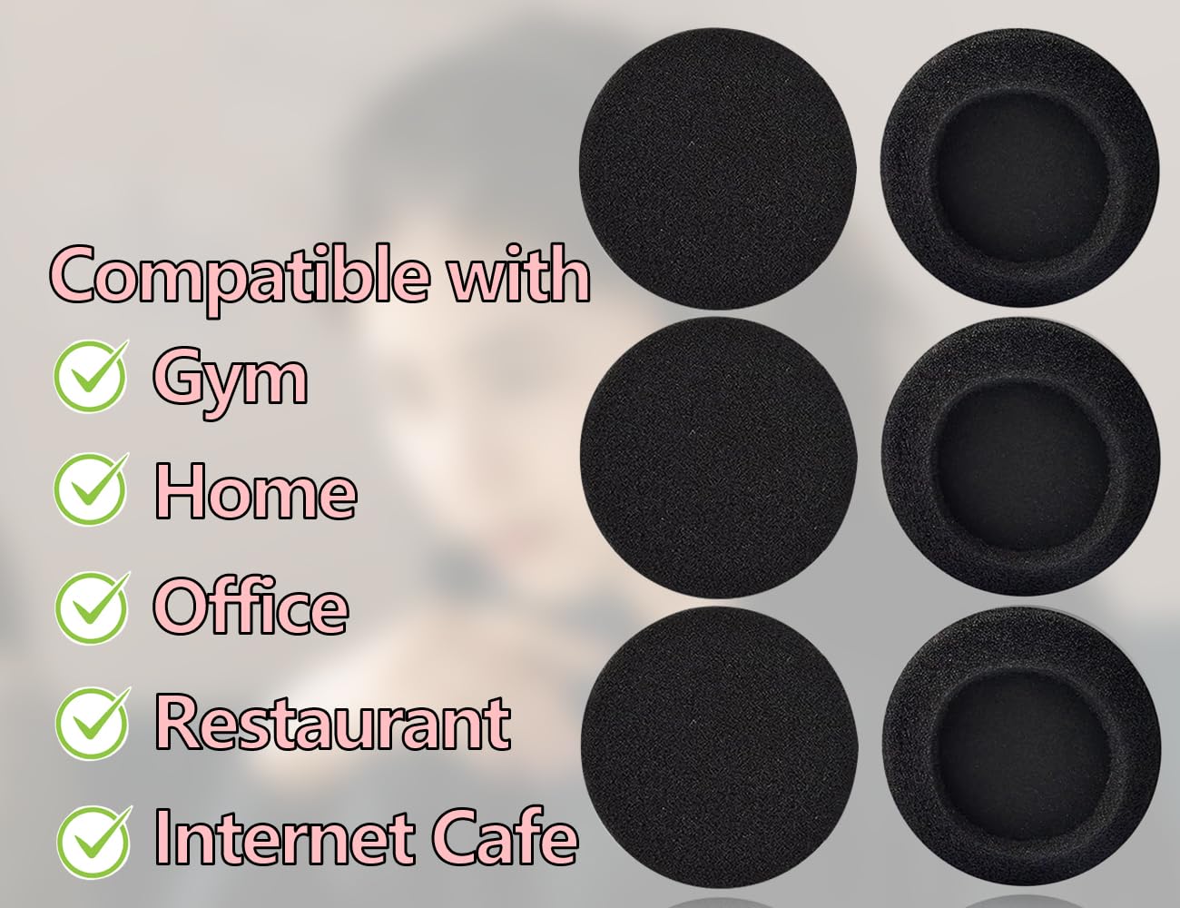 KAPSING 6 Pezzi Cuscinetti Auricolari in Schiuma di Ricambio Neri 55 mm per Cuffie Audio