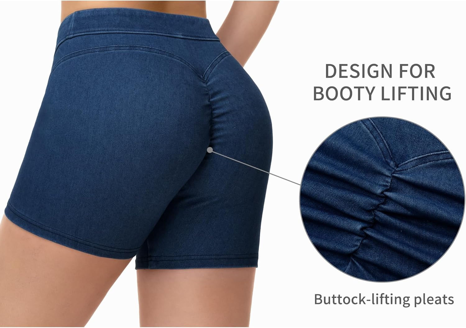 THE GYM PEOPLE Women's Scrunch Booty Lifting Jean Shorts Stretchy Pull On Skiny Denim Shorts