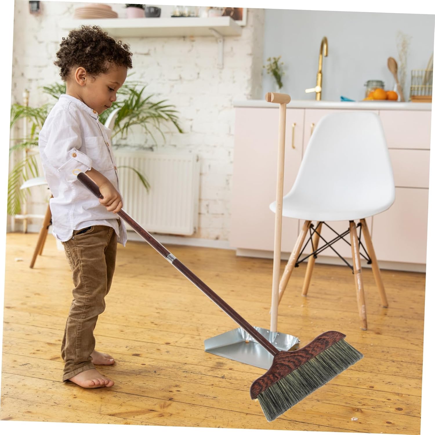 Ipetboom Long Handle Broom Rows Soft Bristles Home Cleaning Device Dust Pet Hair Removal Easy Installation