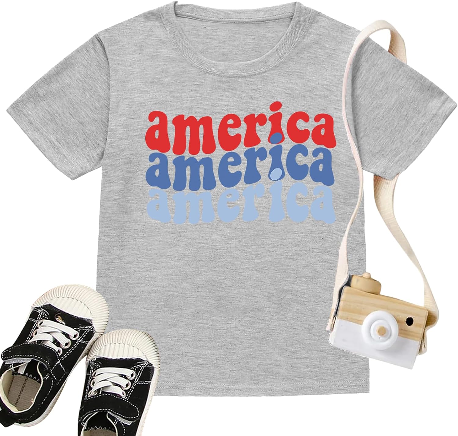 Boys 4th of July Shirt Girls Red White and Blue Patriotic American Flag Graphic Kids USA Independence Day Outfit 1-7 Years