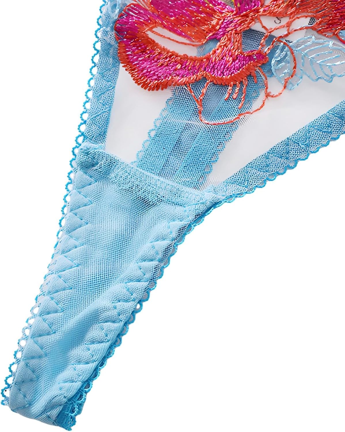 Lilosy Sexy Leaf Floral Embroidered Mesh Sheer Women Underwire Push Up Lingerie Set - Image 5