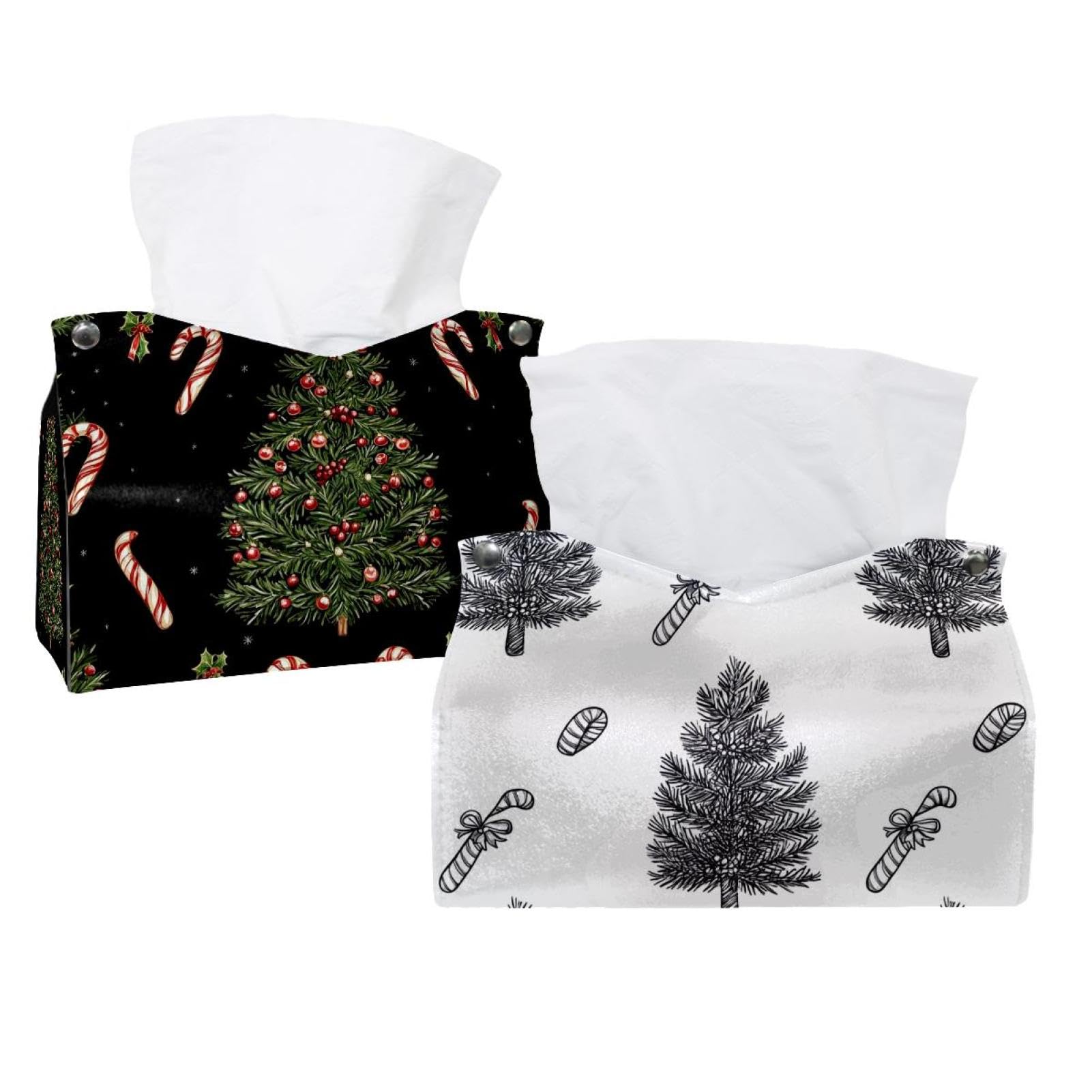 Boîte à mouchoirs canne à sucre d'orge et sapin, le cadeau idéal pour décoration d'hiver