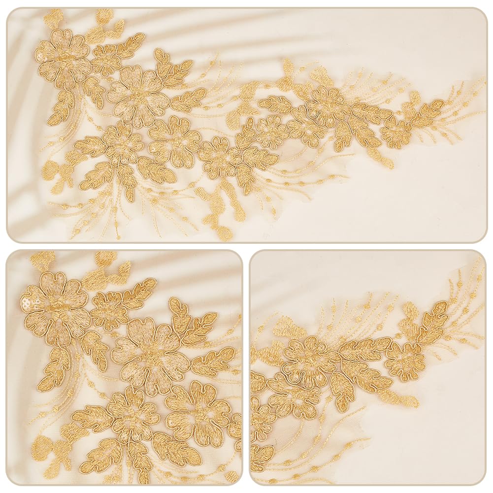 Weiße Blumen-Spitzenstoff-Aufnäher – 6 Paar (12 Stück) – Für Hochzeitskleider, DIY & Deko