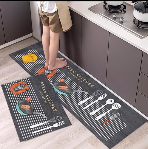 Miniatura 1 de ALFOMBRILLA ENMARANAR - Juego de 2 tapetes de cocina antideslizantes para uso en cocina y sala de estar