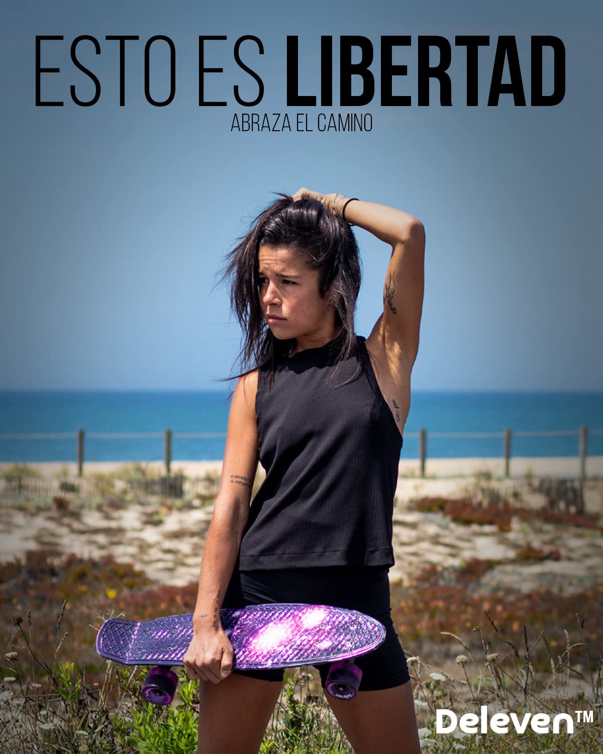 Deleven Monopatín 56cm con Ruedas LED, Herramienta de Skate y Rodamientos ABEC 7 - Skateboard para Niños Principiantes Adolescentes Adultos