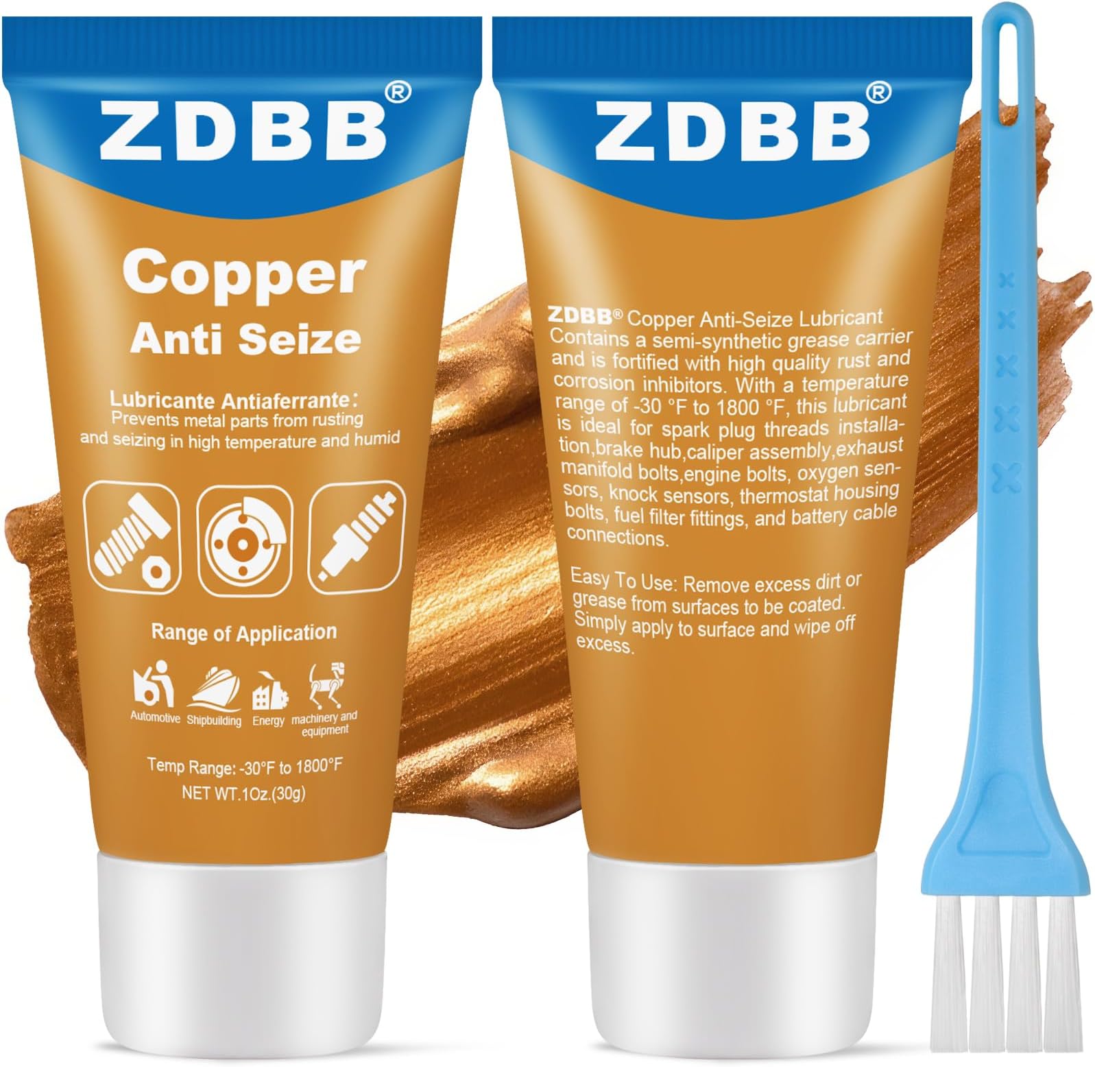 Copper anti-seize lubricant with high temperature anti-seize grease, anti-seize copper compound for automotive, bolts and nuts prevents rust, corrosion