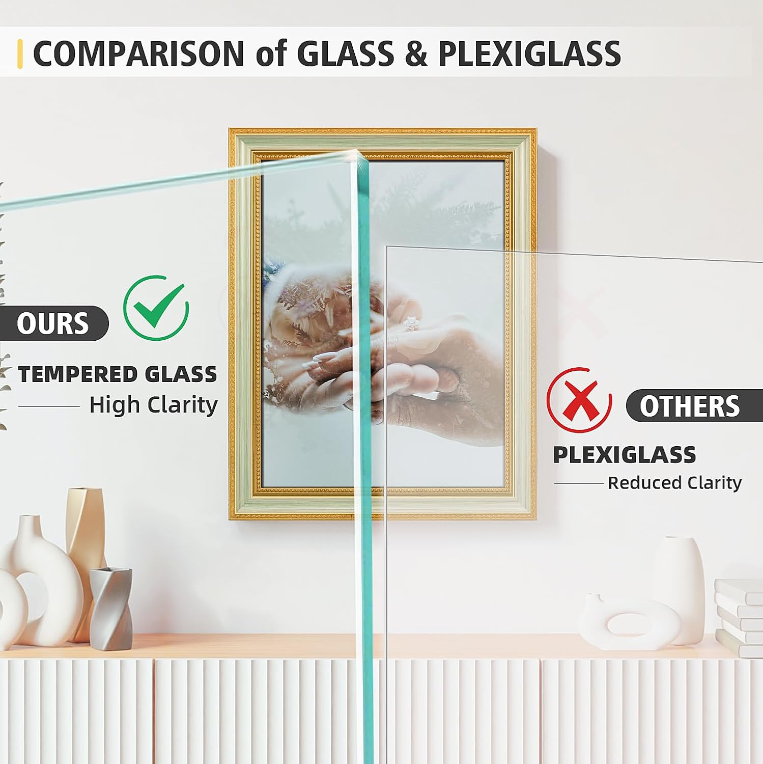 16x20 Picture Frame, HD Real Glass Ornate Vintage 16x20 Photo Frame, 16 by 20 Poster Frame with Gold Green Texture Border Horizontal & Vertical Display for Tabletop or Wall Decor (1 Pack) - Image 4