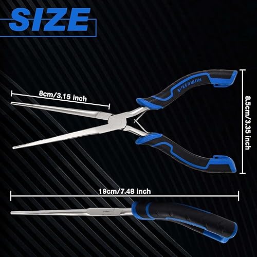 Miniatura 9 de SPEEDWOX Alicates de punta de aguja de 6 pulgadas con cordón antipérdida, mini alicates de nariz larga con borde no dentado, mini alicates de bucle