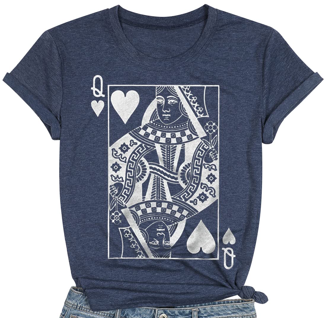 Queen of Hearts T-Shirt for Women Funny Vintage Graphic Tees Cool Cute Queen Tee Casual Short Sleeve Tops Shirts