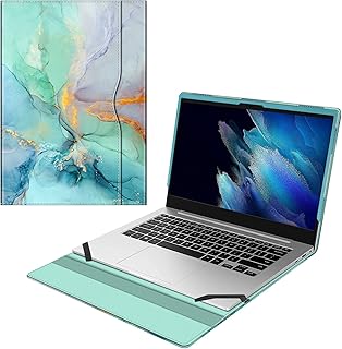 Fintie Sleeve Case for 14" Samsung Galaxy Book Go NP545XLA / Lenovo Yoga C930 C930-13IKB / Lenovo IdeaPad S540 14 S540-14IWL S540-14API - Premium PU Leather Portfolio Book Cover, Emerald Marble