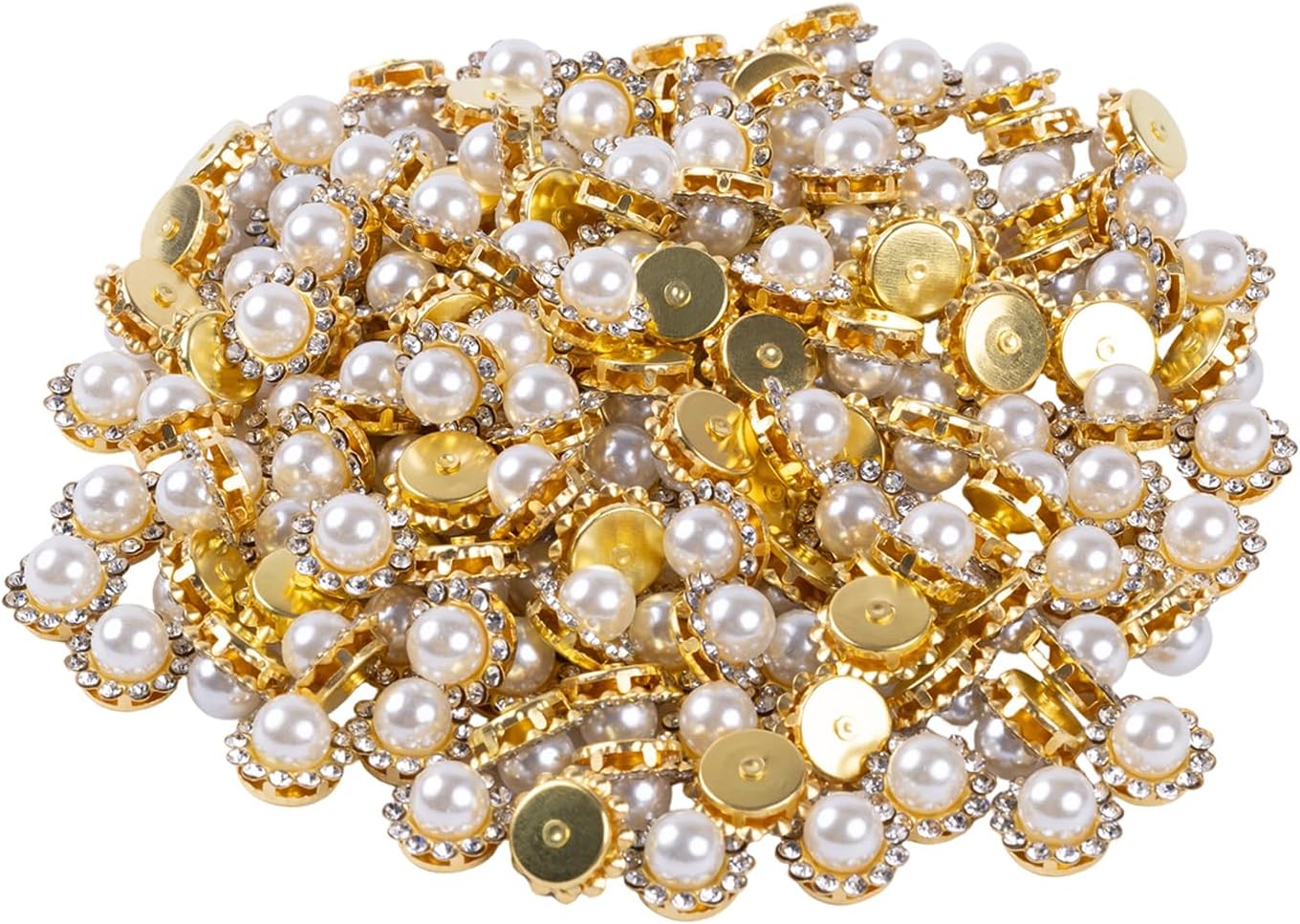 150pcs White 0.47in Rhinestones, Crystals Glass Gems with Metal Base Sewing Flower Claw, Sunflower Shape Flatback Rhinestone for Crafting/Clothes Accessories