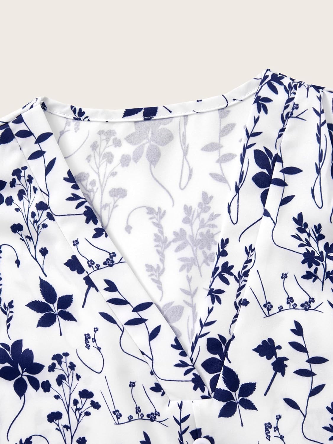 Women's Boho Floral Ruffle Sleeve Tops Summer Button Down V Neck Blouses Beach Vacation Clothes - Image 3