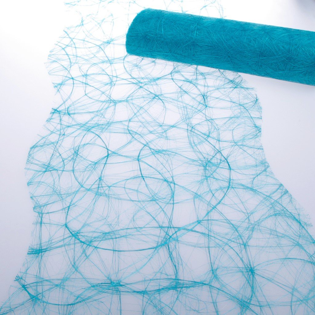 Chemin de table turquoise Sizoweb à vagues pour décoration de mariage et repas de baptême