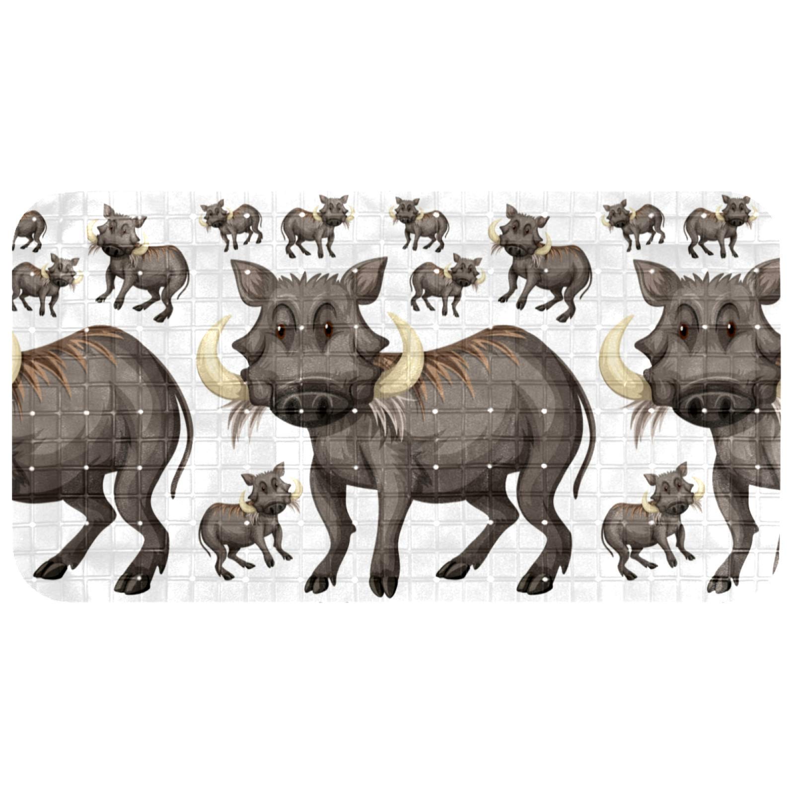 Tapis de bain pour bébé Bennigiry 37,5x68,5 cm antidérapant à ventouses motif phacochères