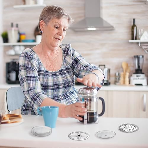 Miniatura 6 de Sabary 8 piezas de repuesto para filtro de prensa francesa, incluye 6 piezas de malla de prensa francesa de acero inoxidable que contiene disco en