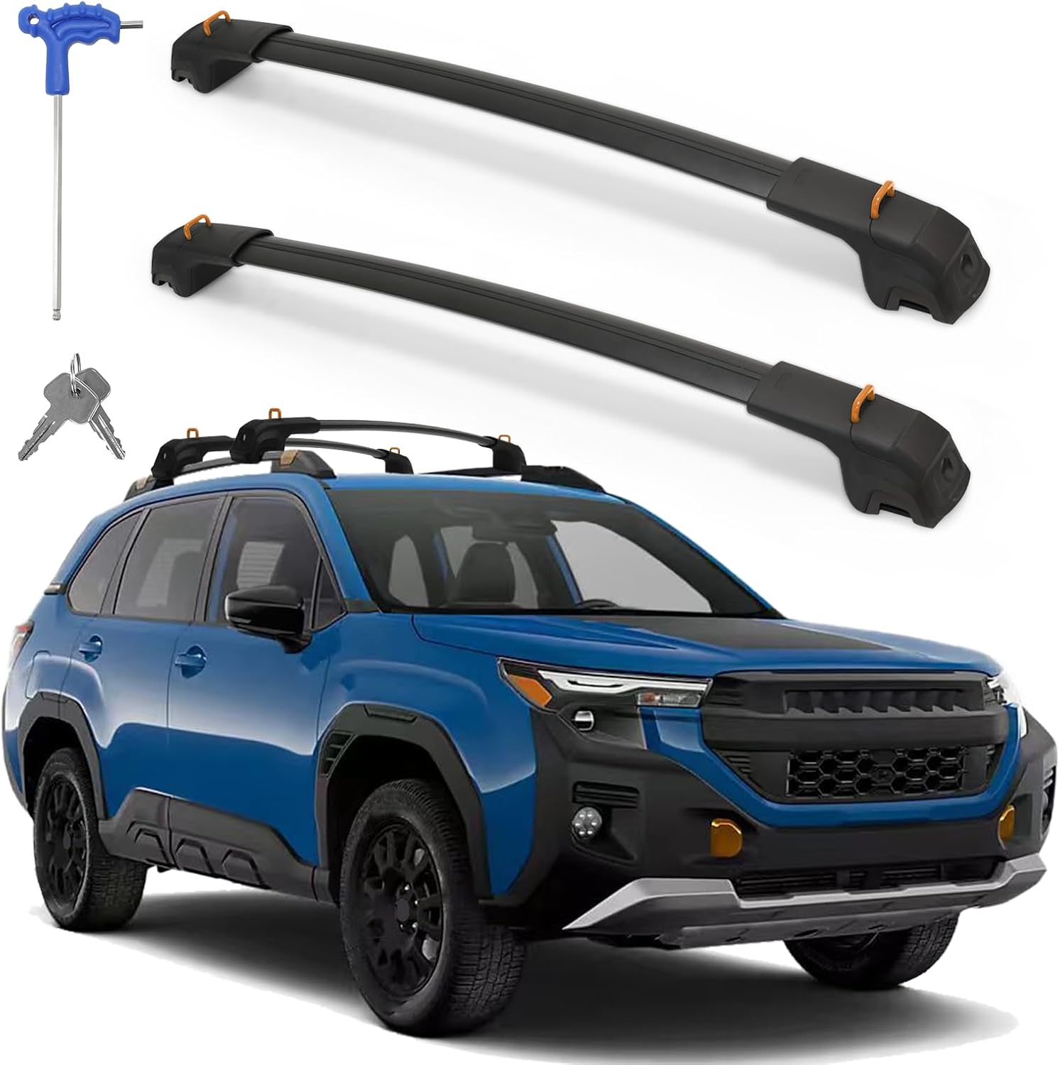 Roof Rack Cross Bars Compatible with Subaru Forester Wilderness 2022-2026, Aluminum, Adjustable, 300lbs, Folding Hook, Anti-Theft Lock Roof Rack for Rooftop Cargo Carrier Luggage Kayak Bike Snowboard