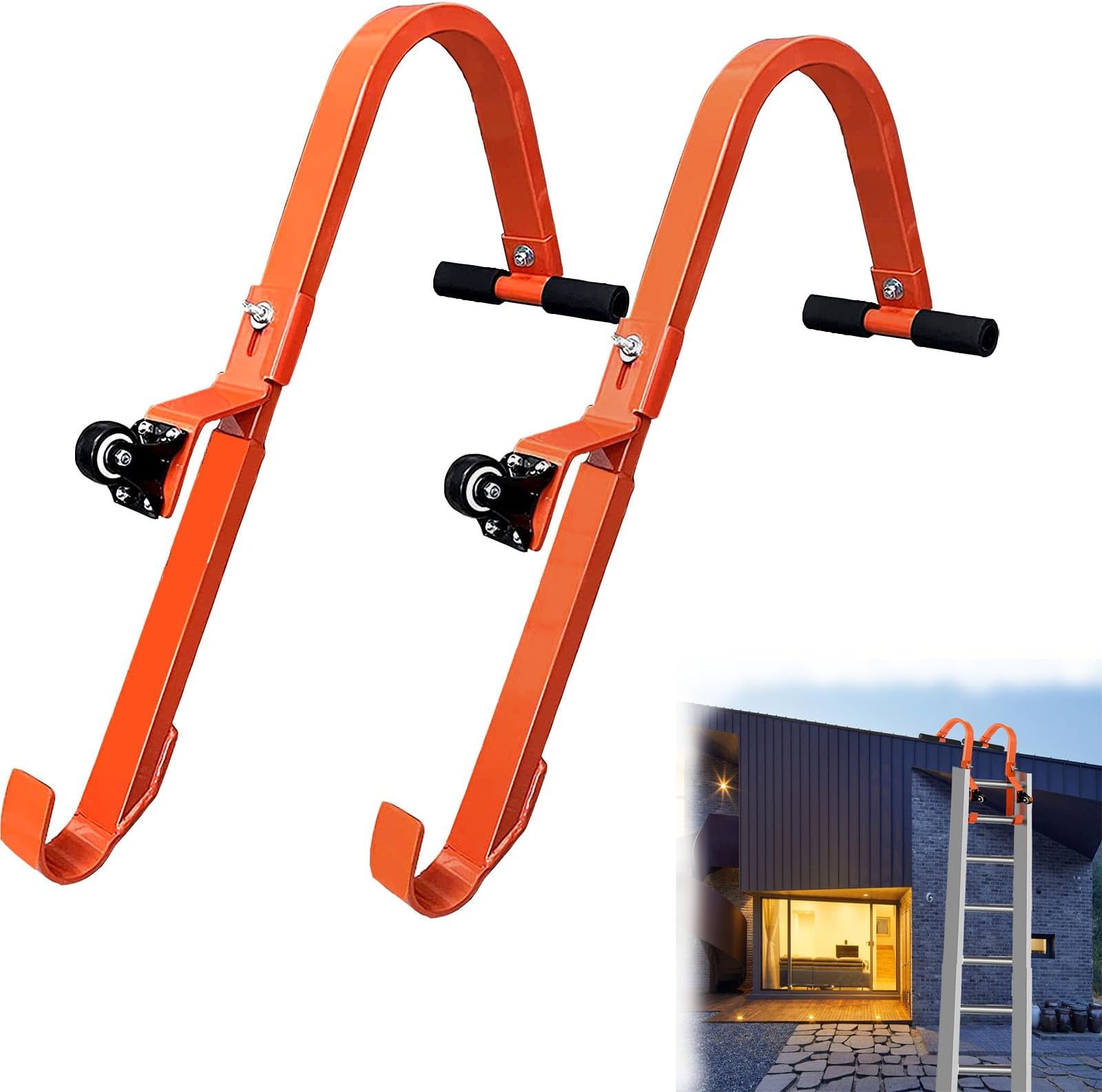 SLIIMU 2 Pack Heavy Duty Ladder Roof Hooks with 360° Rotating Universal