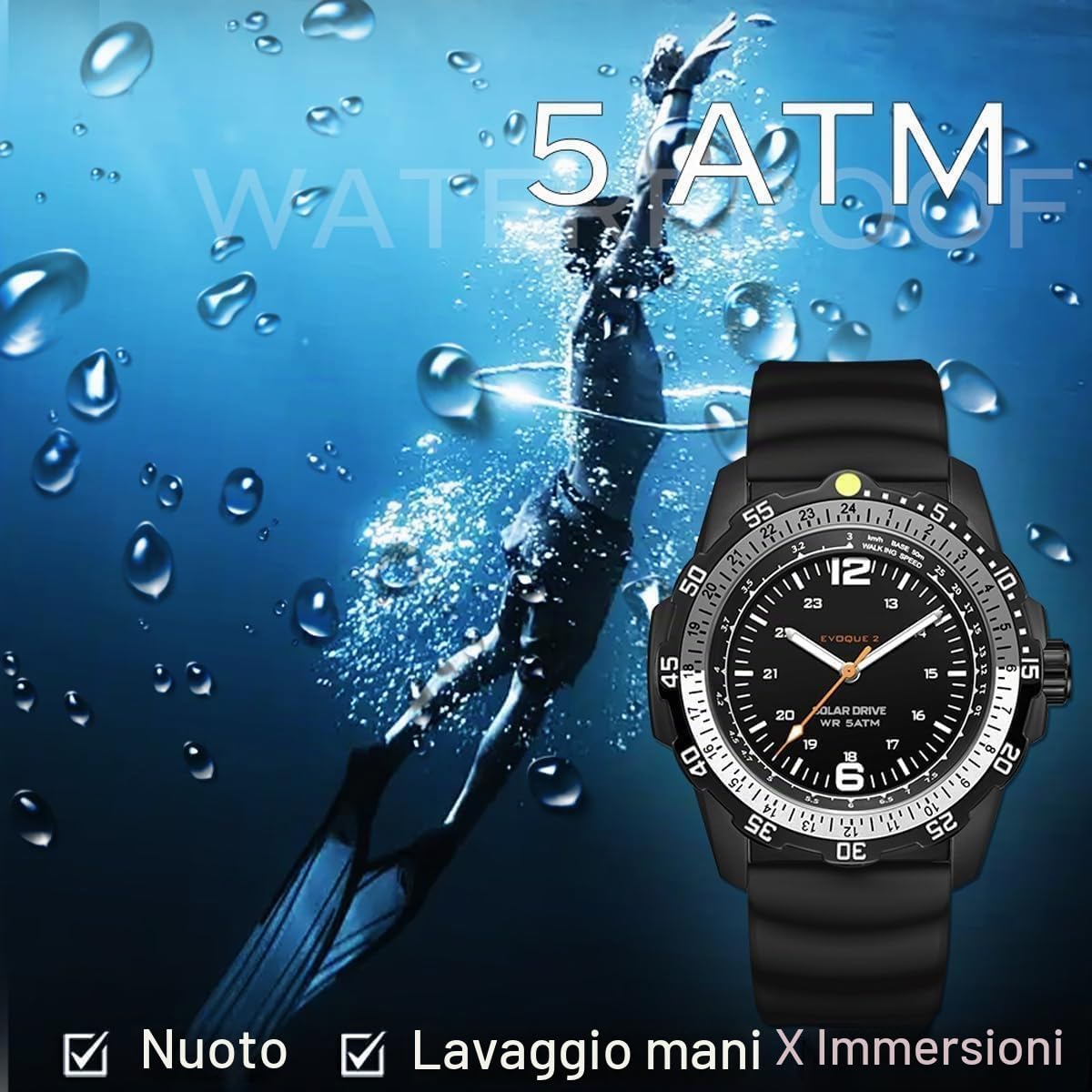 findtime Orologio solare da uomo, stile militare, analogico, sportivo, sportivo, impermeabile, tattico, alla moda, orologio da polso per uomo, lunetta girevole unidirezionale, cinturino in silicone