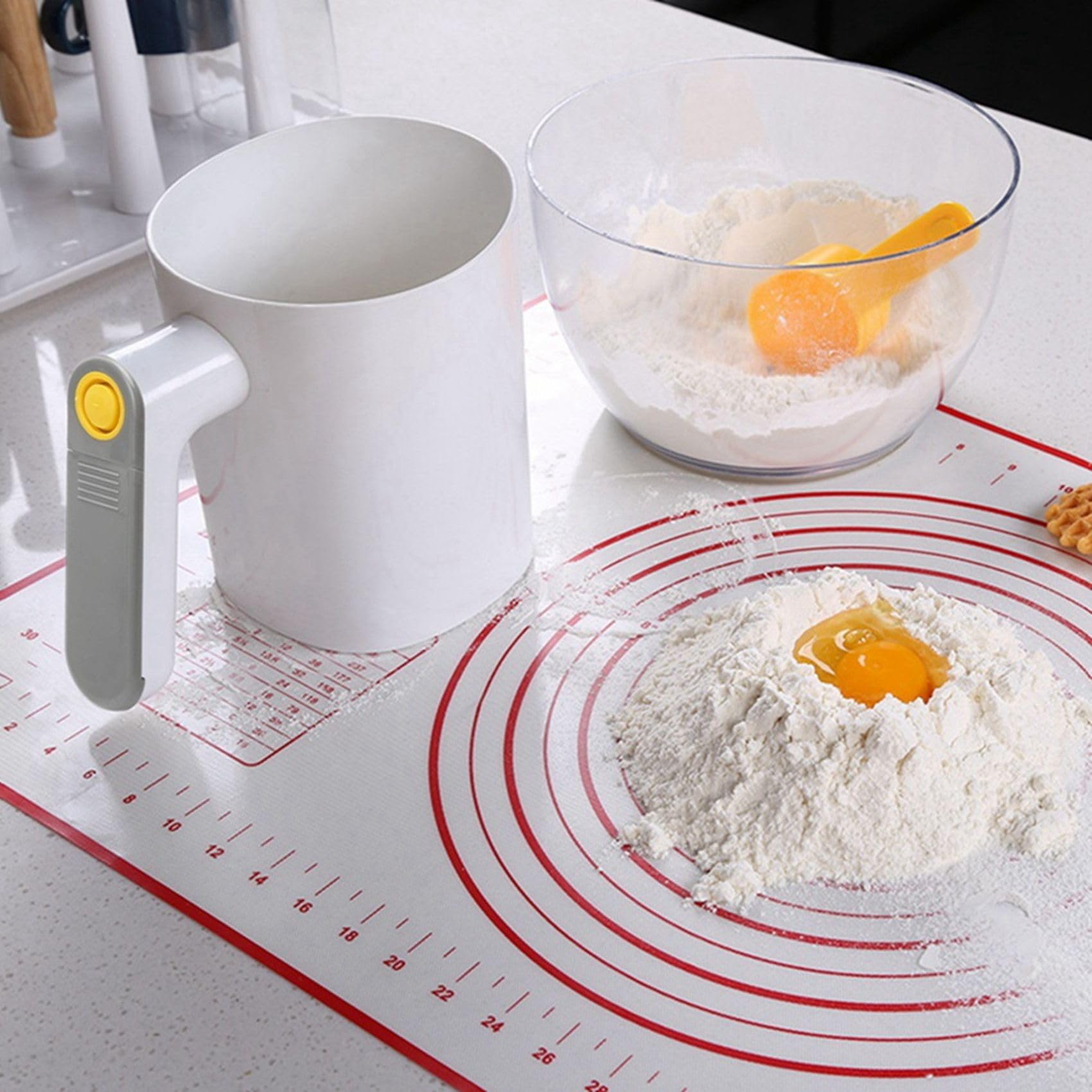 2X Tamizador Eléctrico de Mano para Harina, Polvo de Azúcar Glaseado, Tamiz de Harina de Acero Inoxidable, Tamiz en Forma de, Herramienta para Pastelería de Cocina