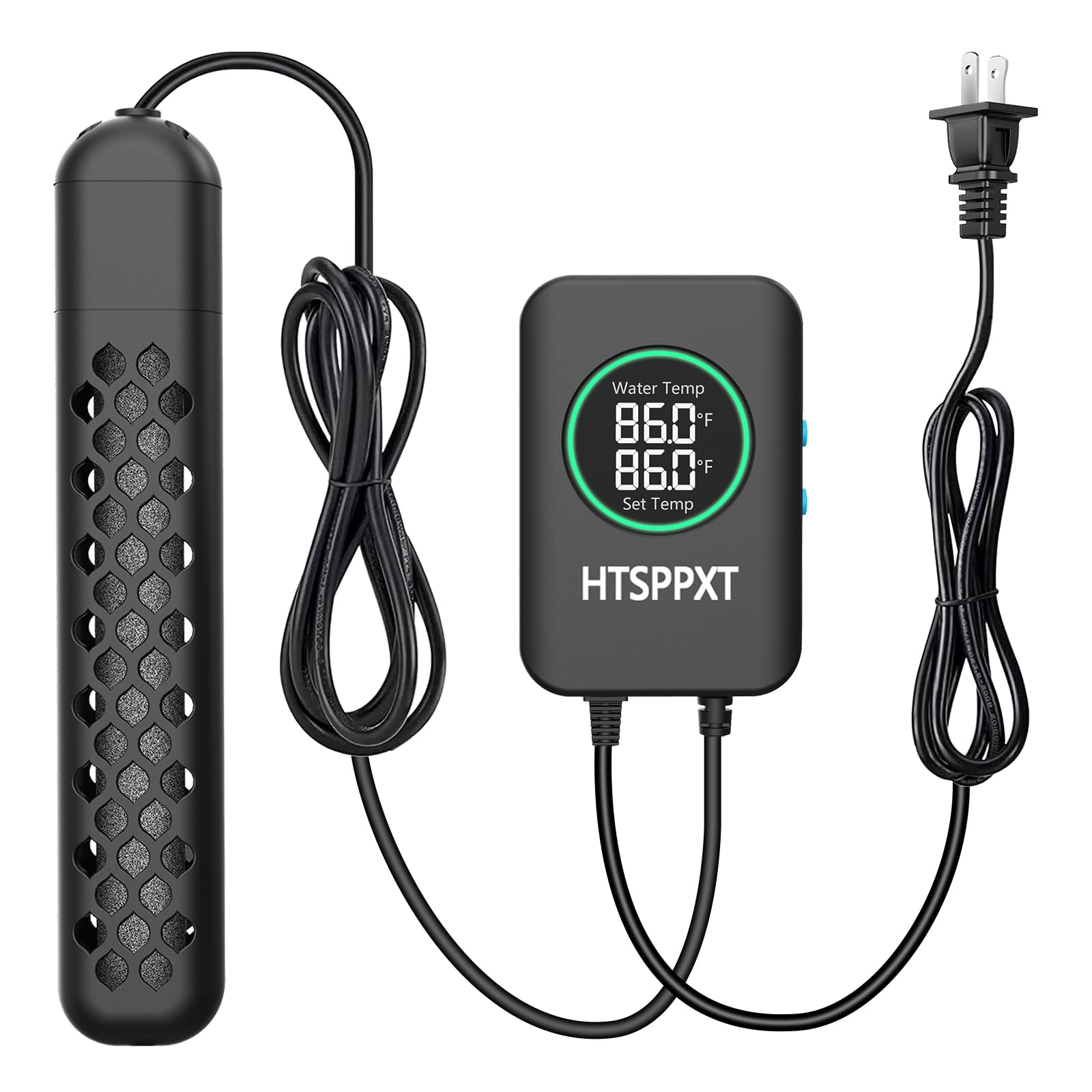 Riscaldatore per acquario, 100 W/200 W/300 W/500 W, riscaldatore regolabile per acquari, con controller digitale intelligente a LED, protezione contro surriscaldamento e fuori dall'acqua per