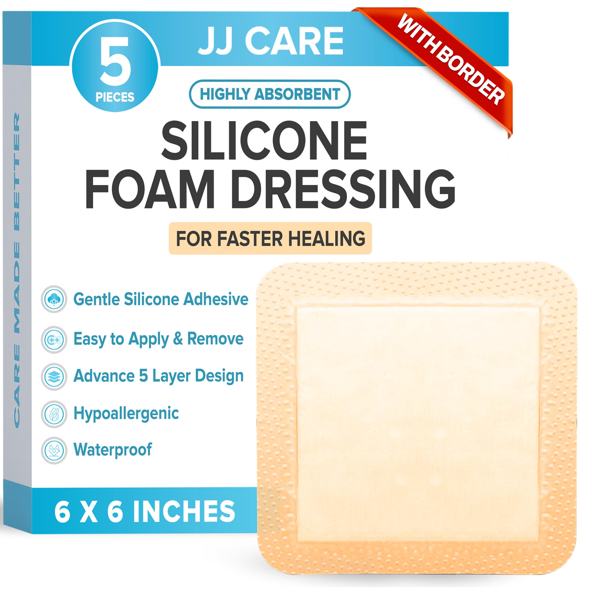 Amazon.com: JJ CARE Silicone Foam Dressing 6x6 [Pack of 5