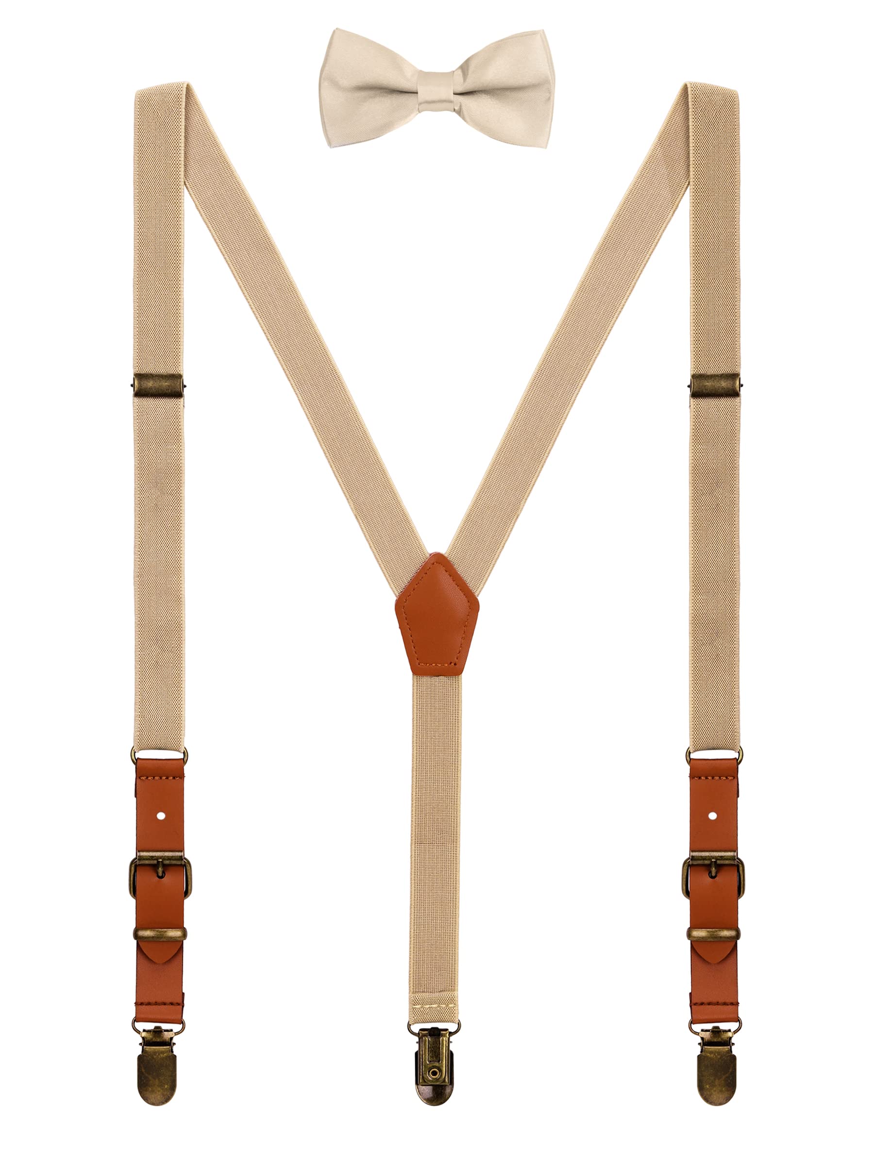 Nœud Papillon Cérémonie Issimober Bretelles Élégantes Avec Nœud Papillon Rouge - Set Cravate Adjustable 2.5cm Pour Homme - Taille Unique Bretelles Nœud Papillon