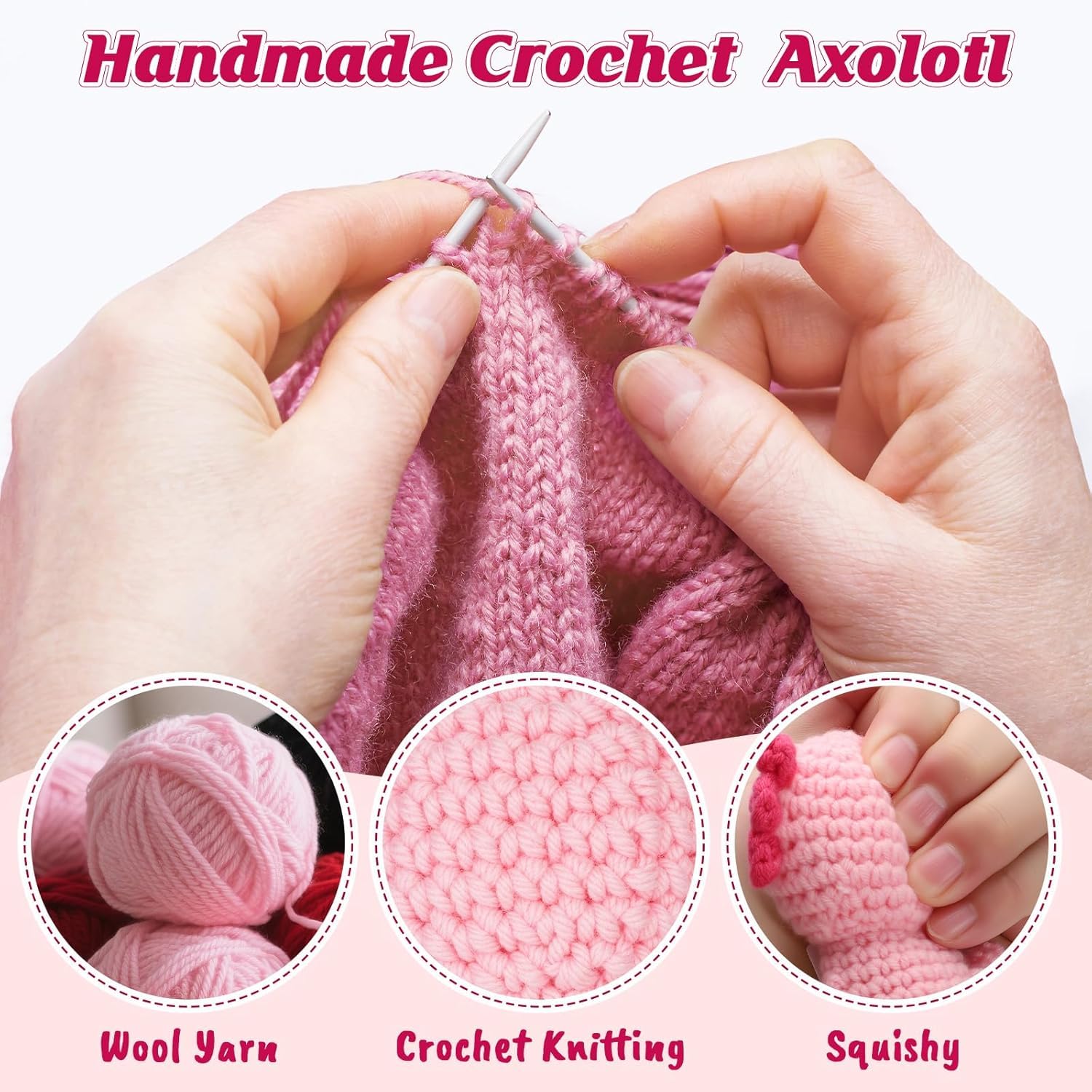 ALUNME Positive Axolotl Gifts, Emotional Support Crochet Plush Girls Gift Stuff - Image 3