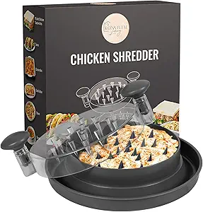 Chicken Shredder Tool for Meat, Large Chicken Breast Shredder with Lid, Anti-Slip Base & Ergonomic Handle,Heat Resistant, BPA Free, Dishwasher Safe