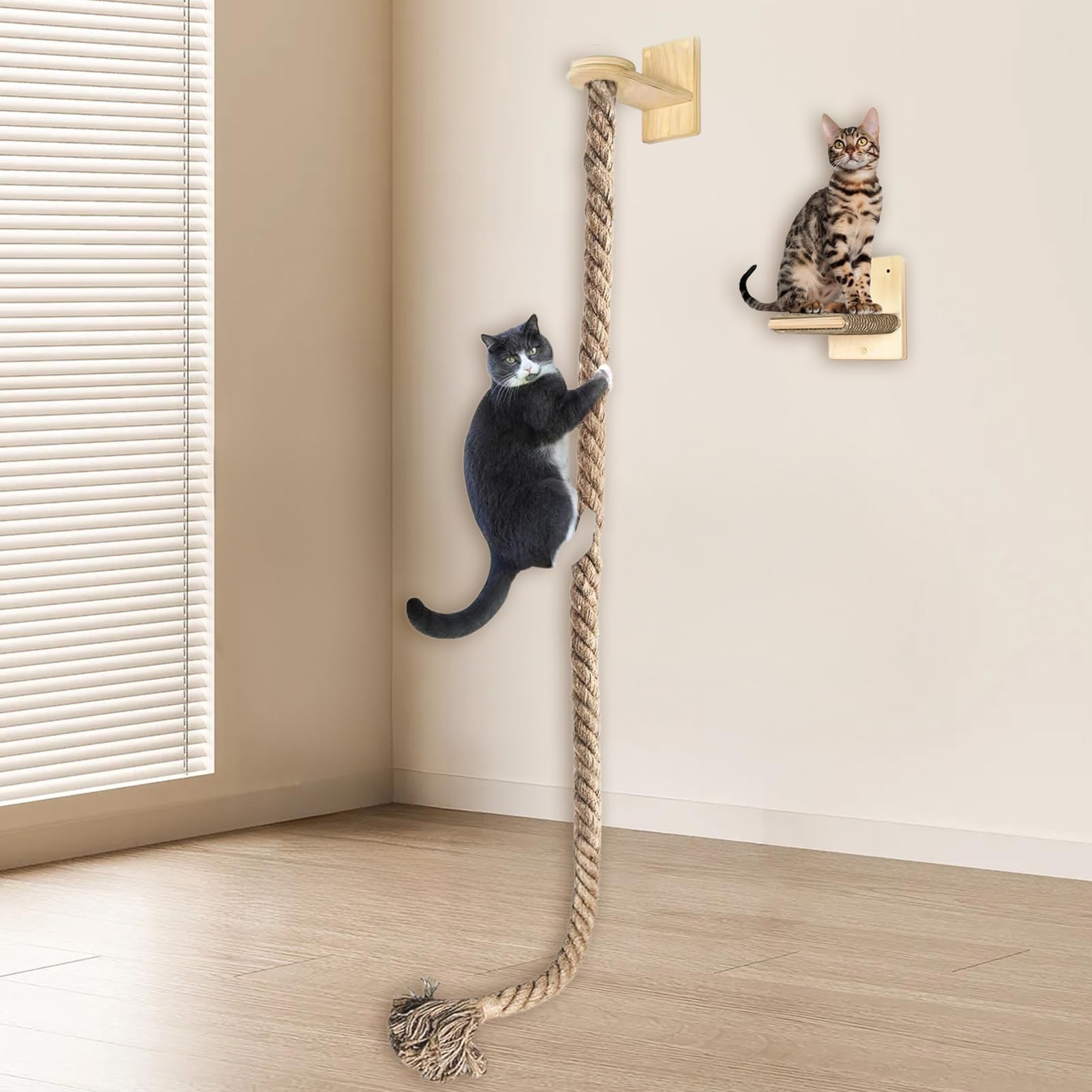 Cuerda de Escalada para Gatos Escalones para Saltos De | Escaleras Rascador Para Afilar Uñas Y Estantes Montados En Pared Para Dormitorio