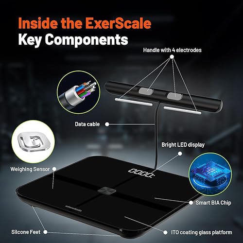 Miniatura 7 de ExerScale - Báscula inteligente AI con predicción de peso corporal, IMC, grasa corporal, masa muscular, entrenamiento, seguimiento de alimentos,