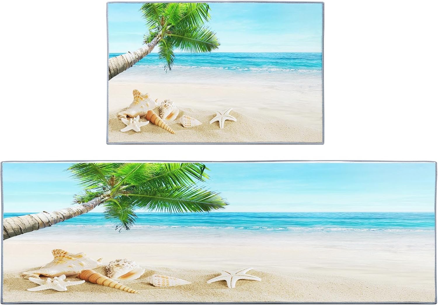 ArtSocket Sea Shells Beach Tropical Kitchen Rugs and Mats