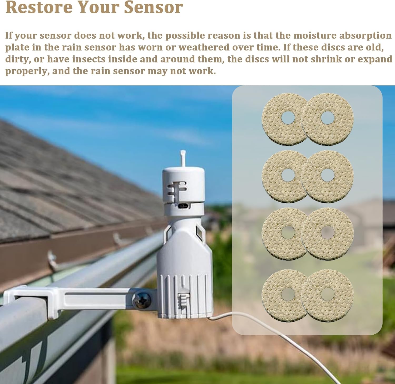 Rain Bird Irrigation Rain Sensor Hygroscopic Discs Replacement for rainbird Irrigation,Works on All RainBird Rain Sensors - RSD, WR2 Wireless(24 Pcs)