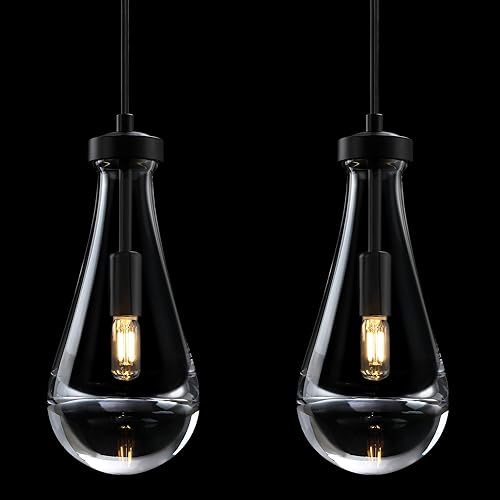 2 Pack 5 Inch Hanging Raindrop Crystal Glass Kitchen Island