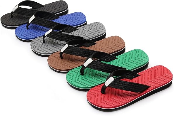 Men's Flip Flops Beach Seaside Holiday Slippers Bathroom Shower Thong Sandals with Comfort Plantar Fasciitis Arch Support Lightweight Pool Slides Non-Slip Sole Soft Yoga Mat Cushion Sliders