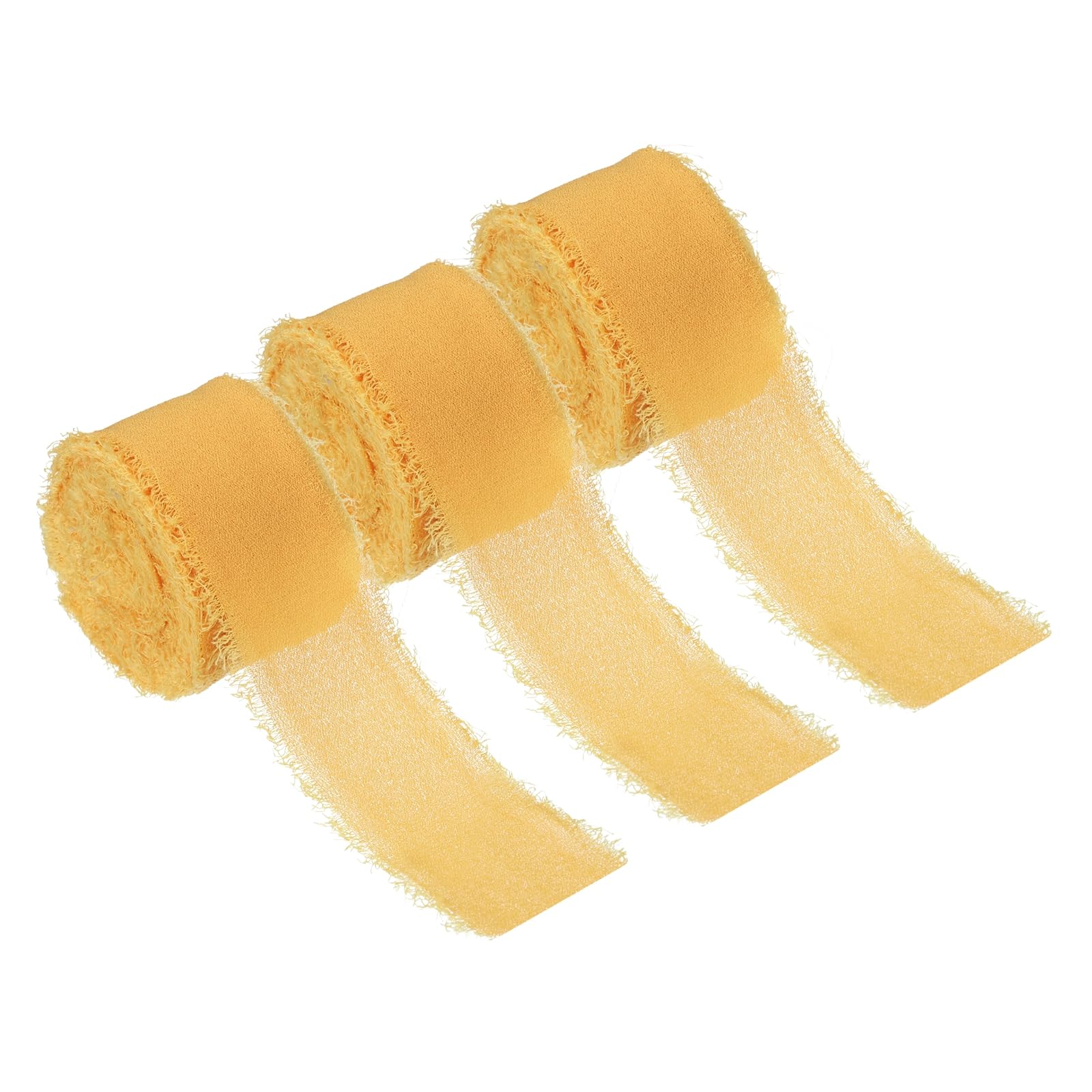 PATIKIL 1" x 7 Yards Chiffon Silk Ribbon, 3 Rolls Handmade Fringe Fabric for Wedding Invitation Bridal Bouquet