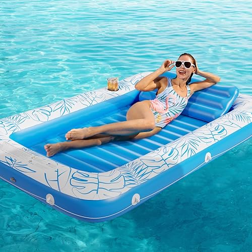 Miniatura 6 de Jasonwell - Flotador inflable para piscina, 4 en 1, almohadilla para tomar sol para adultos, relajarse en la piscina, flotador lleno de juguetes