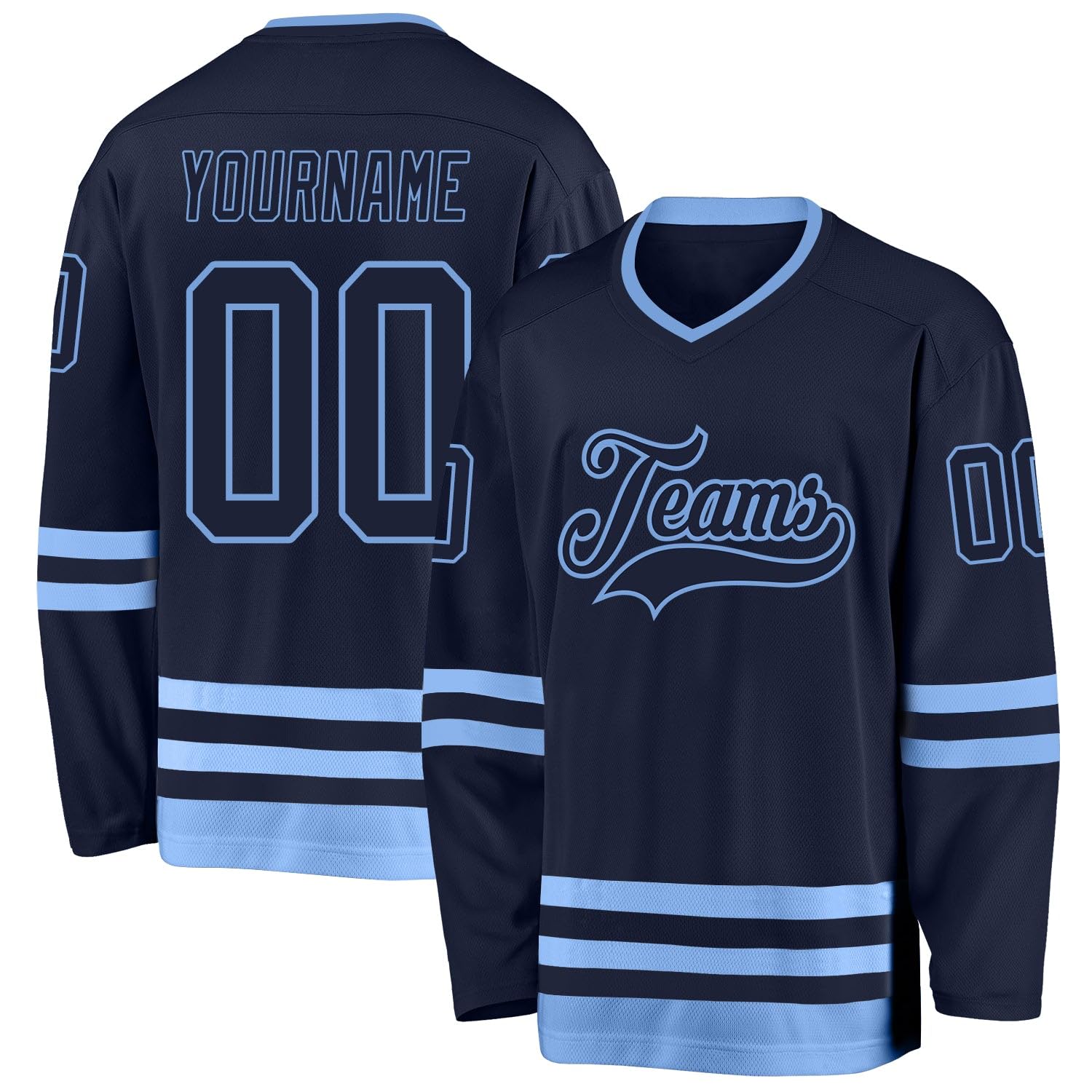 Custom Name Team Name Number White Navy-Gray Hockey Jersey Personalized V-Neck Sports Hockey Jersey for Men Women Youth