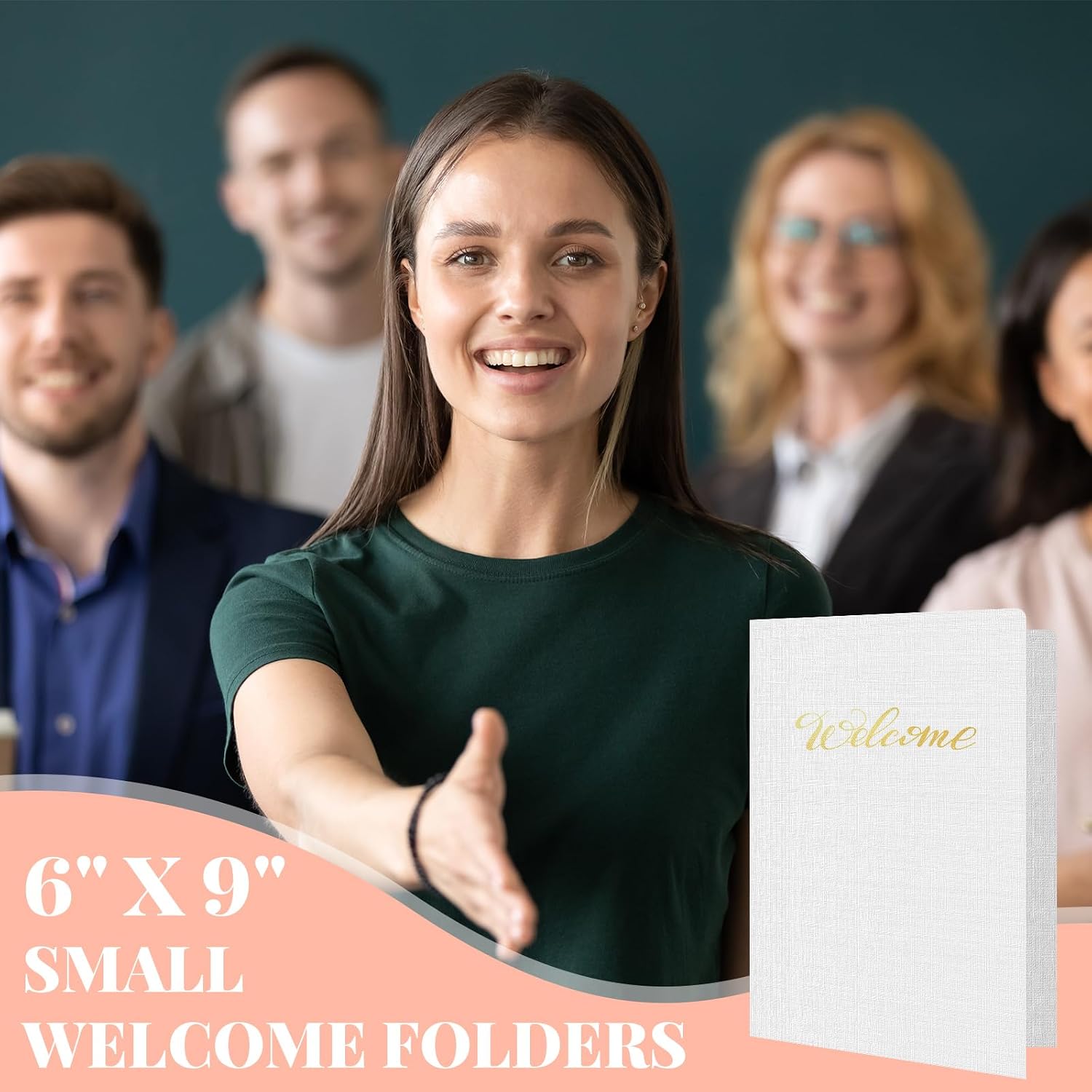 Affrolling 50 Pack 6 x 9 Inch Welcome Pocket Folders, Presentation, Employee File Folders for Weddings, Church, Party, Conference, Seminars, Bar Mitzvah (White)
