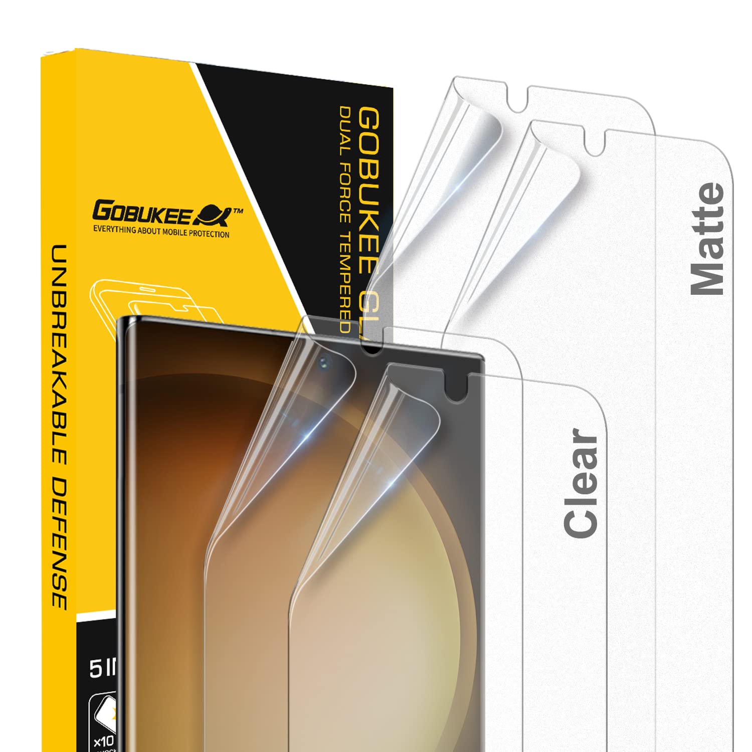 [2+2]GOBUKEE Compatible for Soft Premium Anti-Glare Matte TPU Film x 2 + HD Clear TPU Film X 2 Samsung Galaxy S23 Ultra 5G 2023/ S22 Ultra 5G 2022 6.8 inch, Anti Fingerprint, Smooth Touch, Bubble Free