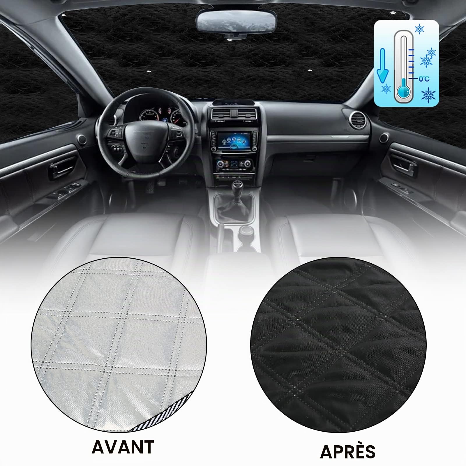 7 Pièces Tapis Thermique Voiture Remplacement pour Mercedes-Benz VITO W639 / Viano 2003–2014 Livré avec 30 Ventouses, Protection Solaire Pare-Brise, Ensemble de Pare-Soleil Pliable, Doublure Noire | Lot de 7 pare-soleil pour pare-brise avant, protection c